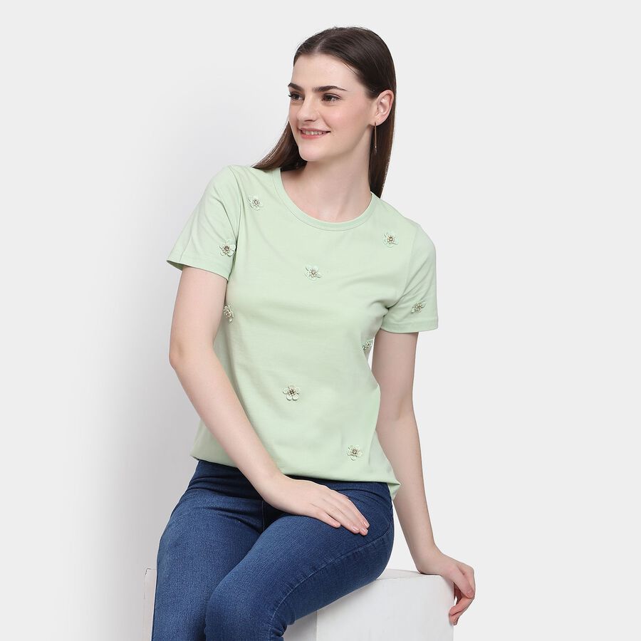 Ladies' 100% Cotton Top, Light Green, large image number null