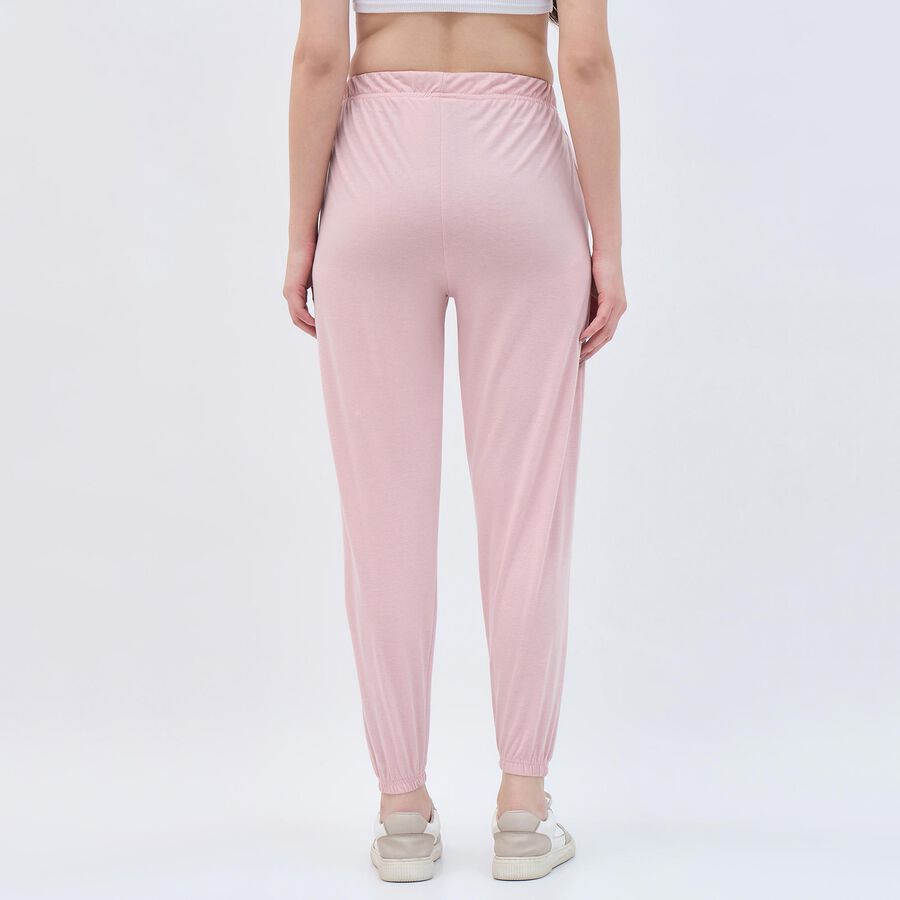Women's Soft Pink Relaxed Fit Elastic Waist Track Pants, Light Pink, large image number null