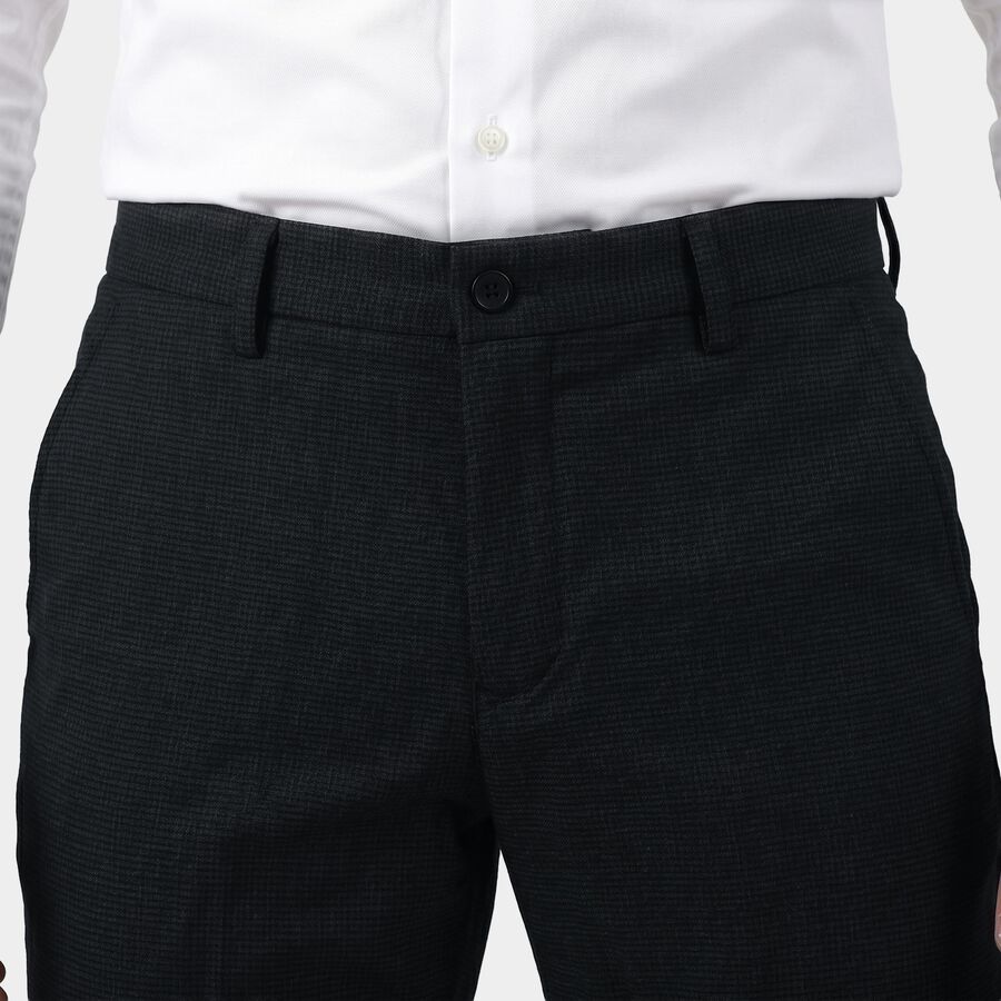 Men's Slim Fit Formal Trousers, गहरा नीला, large