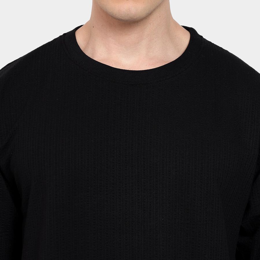 Men's Round Neck Half Sleeves T-Shirt, Black, large image number null
