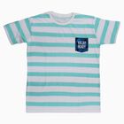Boys Bright Aqua Blue Cotton Crew Neck Casual T-Shirt, Aqua, small