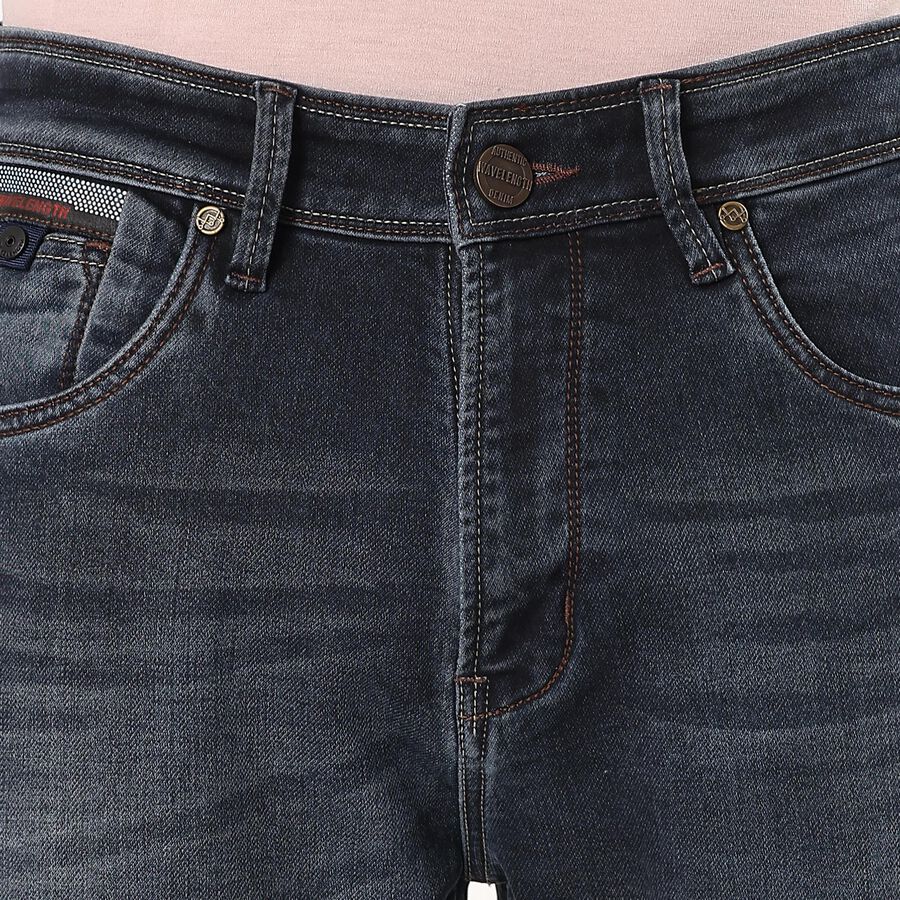Women's Stonewashed Blue Slim Fit Five-Pocket Jeans, Dark Blue, large image number null