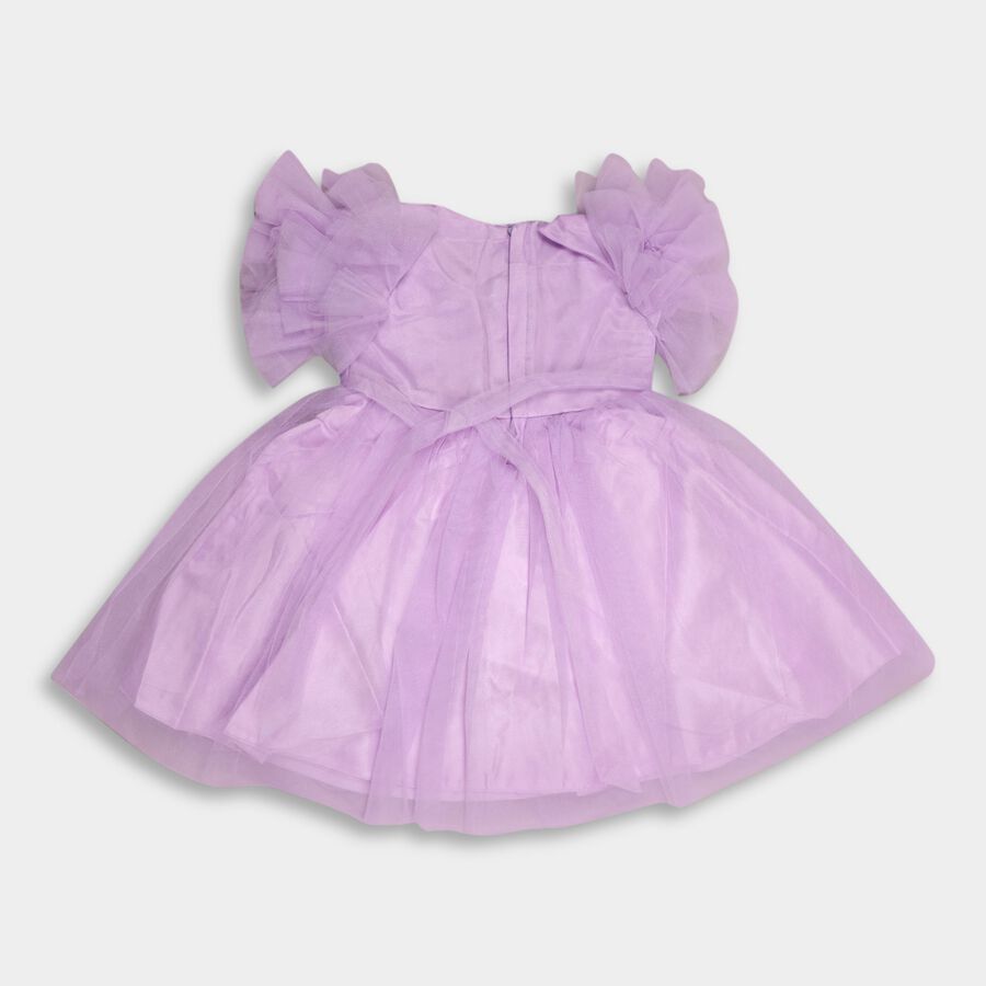 Girl's Embellished Gathered Lilac Frock, Lilac, large image number null