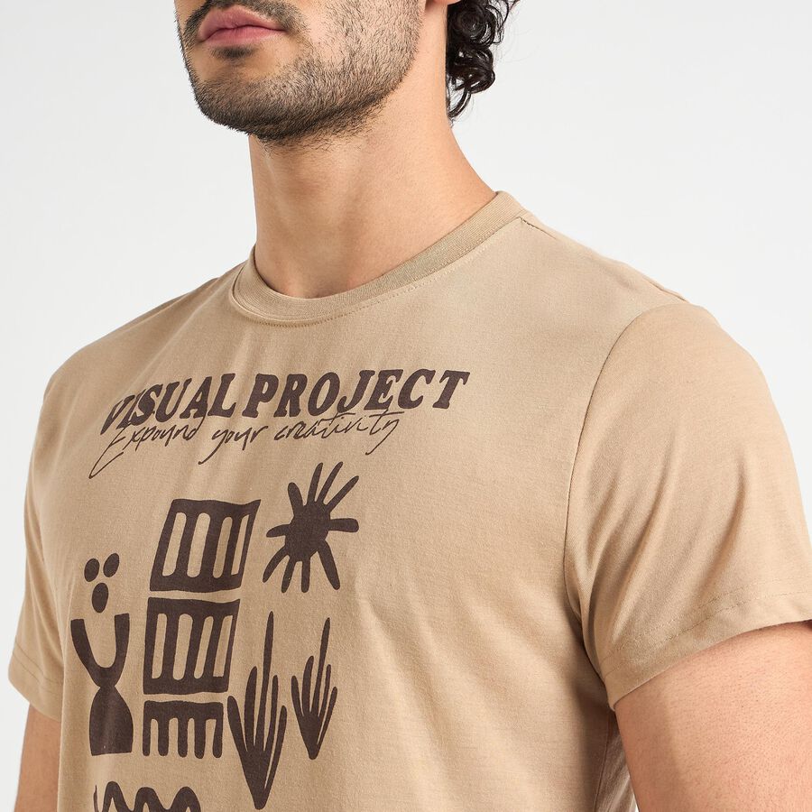 Men's Round Neck Half Sleeves T-Shirt , गहरा पीला, large image number null