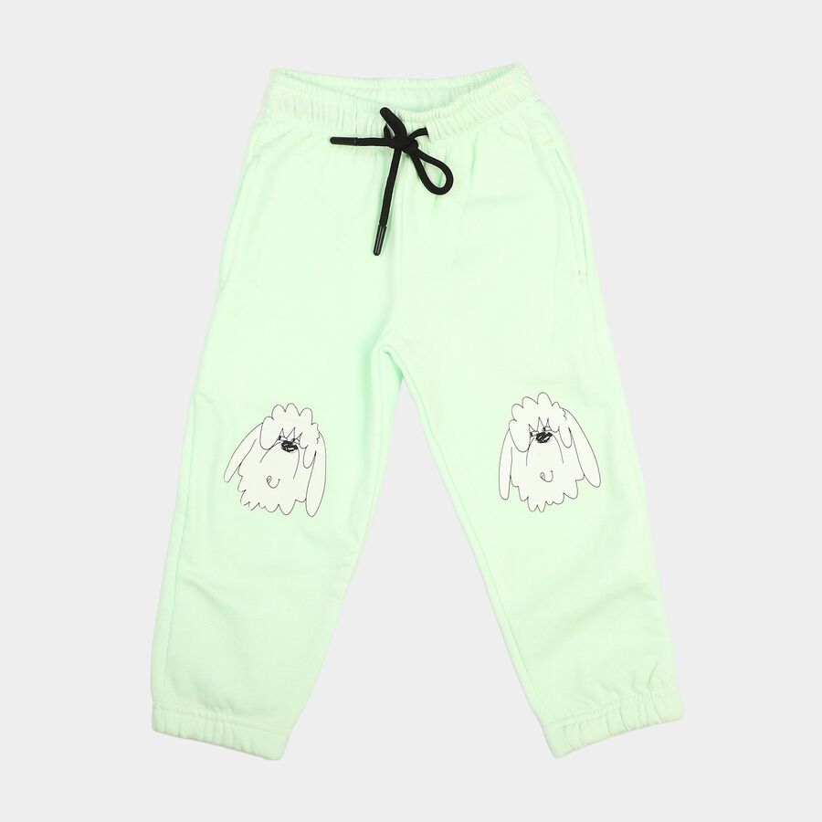 Boys Mint Green Jogger Fit Bunny Printed Pyjama, Light Green, large