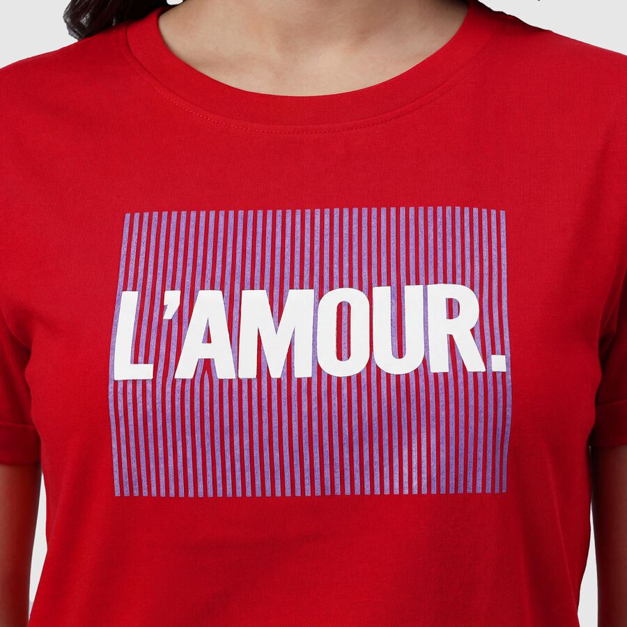 Women's Fuchsia Cotton Round Neck Casual T-Shirt, Fuchsia, large