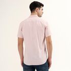 Men's Pale Powder Pink Cotton Half Sleeve Spread Collar Casual Shirt, Pink, small
