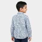 Boys Blue 100% Cotton Long Sleeve Collar Regular Fit Shirt, मध्यम नीला, small