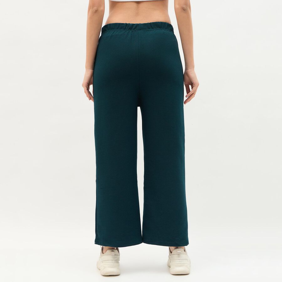 Women's Deep Teal Relaxed Fit Textured Harem Pants, Teal Blue, large