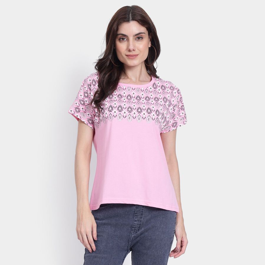 Ladies' Round Neck T-Shirt, Pink, large image number null
