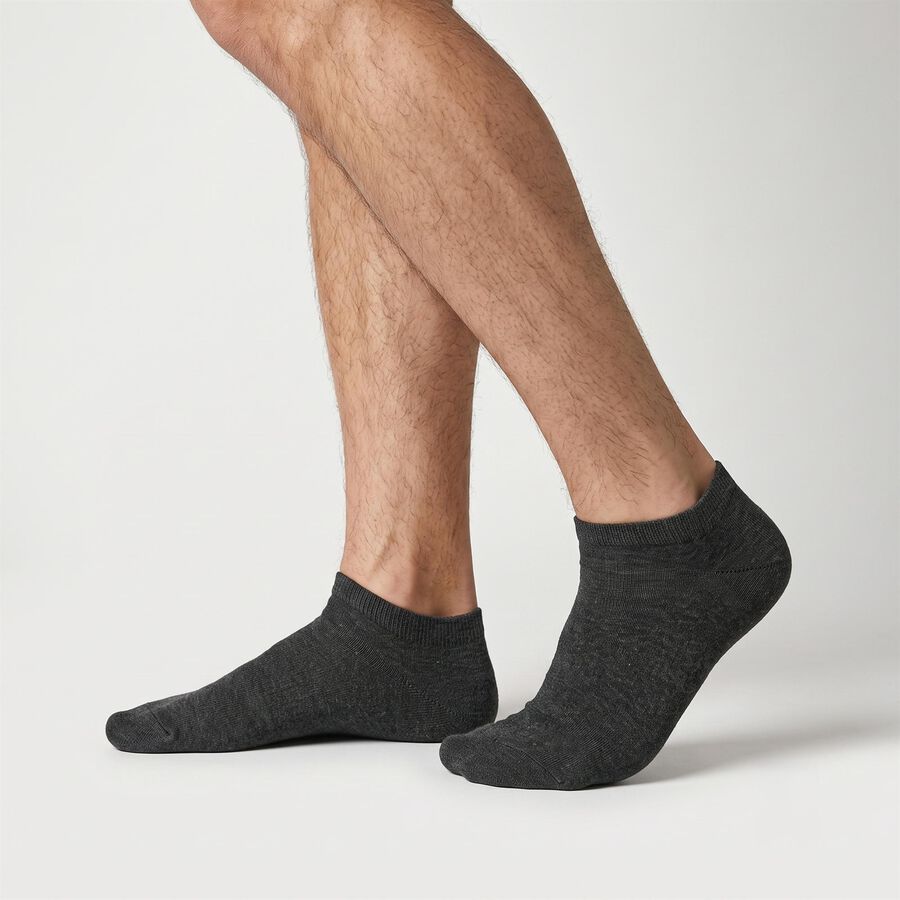 Men's Ankle Length Regular Fit Pack of 3 Socks ( Charcoal, White, Grey ), मिश्रित हल्का ग्रे, large