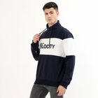 Men's Dark Navy Blue High Neck Casual Sweatshirt, नेवी ब्लू, small image number null