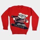 Boys Red Crew Neck Graphic Pullover, Red, small