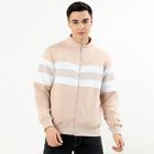 Men's Light Beige Mock Neck Casual Sweatshirt, गहरा पीला, small image number null