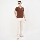 Men's Brown Polo Neck Classic T-Shirt, Brown, small