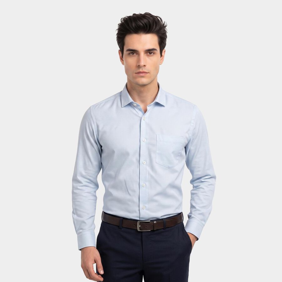 Men Light Blue Regular Collar Formal Shirt, हल्का नीला, large