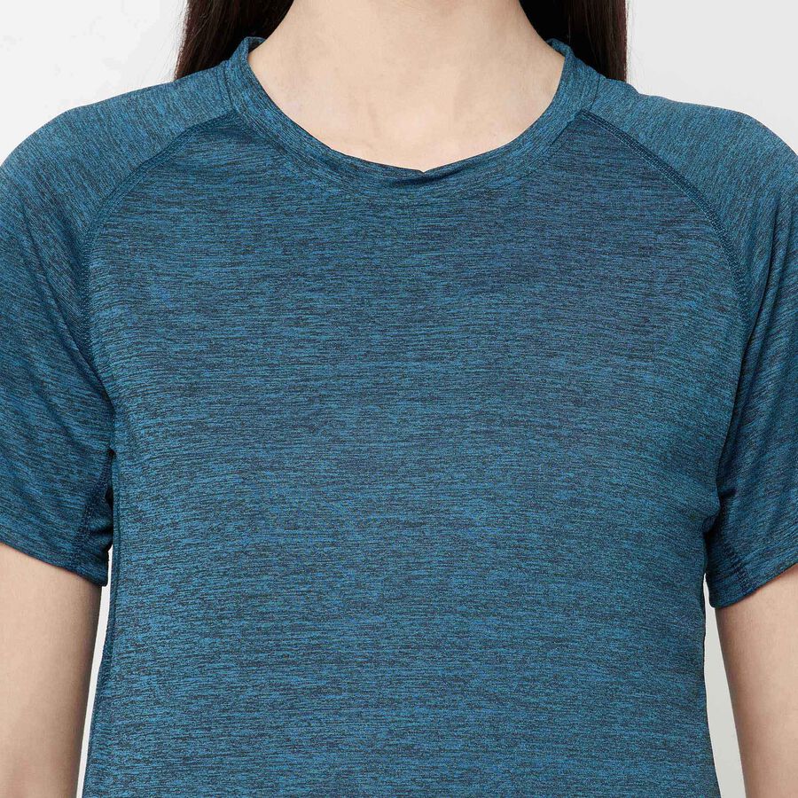 Cut N Sew Round Neck T-Shirt, Teal Blue, large image number null