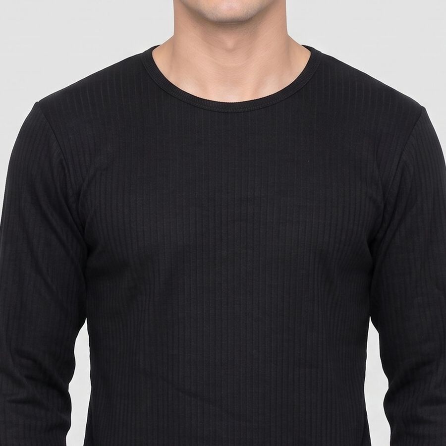 Men's Black Long Sleeve Thermal, काला, large
