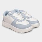 Women's Light Powder Blue and White Lace-Up Casual Sneakers, Blue, small