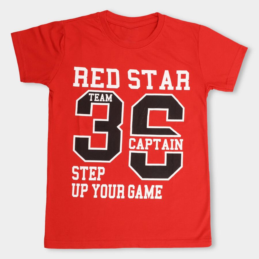 Boys' Half Sleeves T-Shirt , Red, large image number null