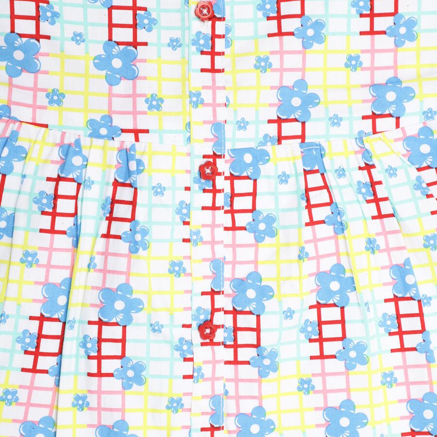 Girls' 100% Cotton Frock , ऑफ व्हाइट, large image number null