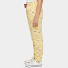 Girls Yellow Regular Fit Heart Printed Pyjama, Yellow, small