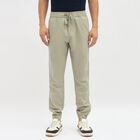 Men's Muted Beige Slim Fit Jogger Style Casual Trousers, Light Green, small image number null