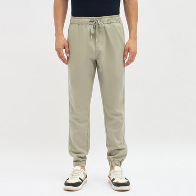 Men's Muted Beige Slim Fit Jogger Style Casual Trousers