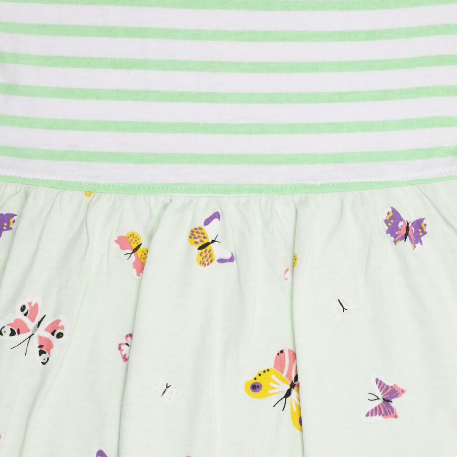 Girls' 100% Cotton Frock , हल्का हरा, large image number null
