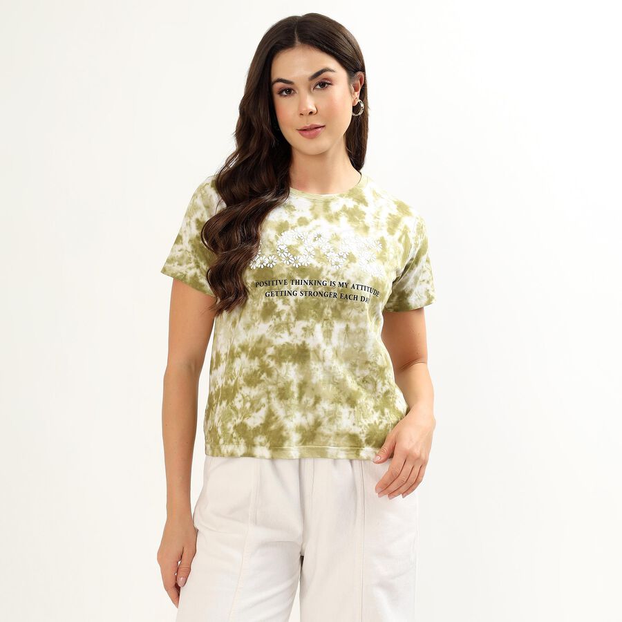 Ladies' Round Neck T-Shirt, हल्का हरा, large