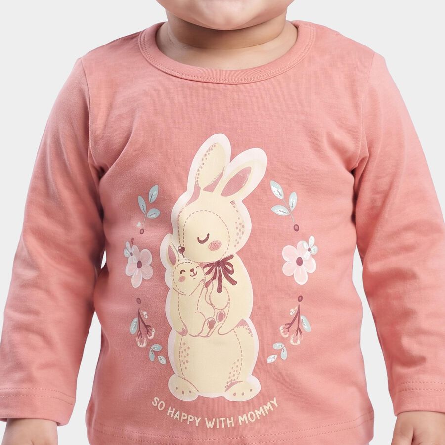 Infants Light Pink Cotton Round Neck Lounge Hipster Set, Light Pink, large