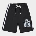 Boys' Grey Regular Fit Graphic Print Bermuda Shorts, गहरा ग्रे, small