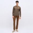 Men's Muted Khaki Henley Neck Casual T-Shirt, Khaki, small image number null