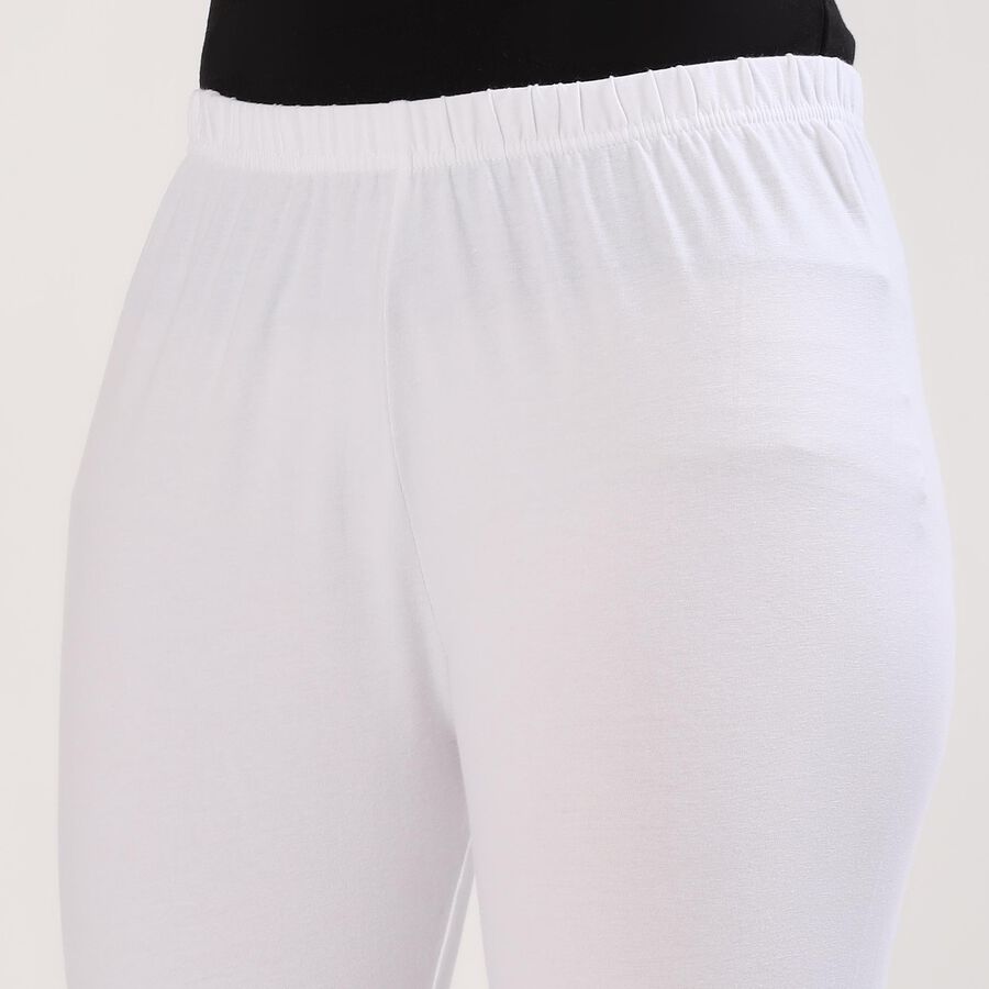 Women's Bright White Cotton Blend Ankle-Length Churidar, सफ़ेद, large image number null