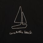 Girls Black Cotton Round Neck Casual T-Shirt, Black, small