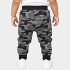 Infants' Grey Regular Fit Camouflage Printed Pyjama, Dark Grey, small