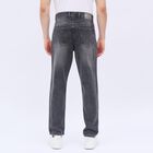 Men's Washed Black Straight Fit Five-Pocket Jeans, Light Grey, small image number null