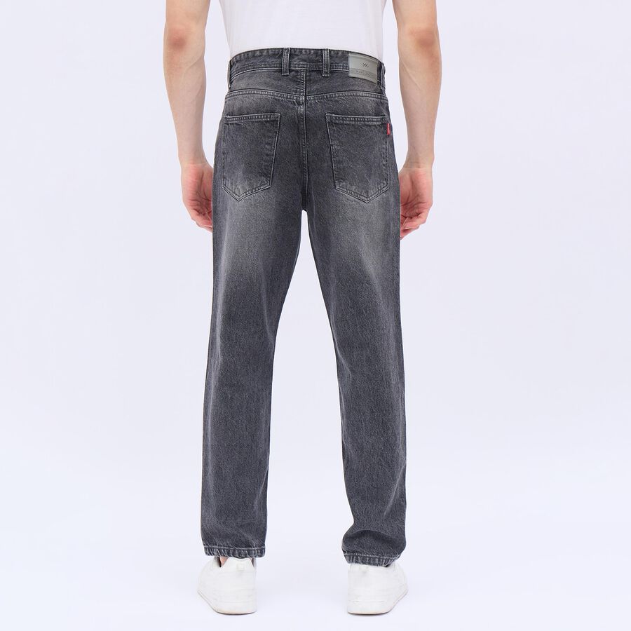 Men's Washed Black Straight Fit Five-Pocket Jeans, Light Grey, large image number null
