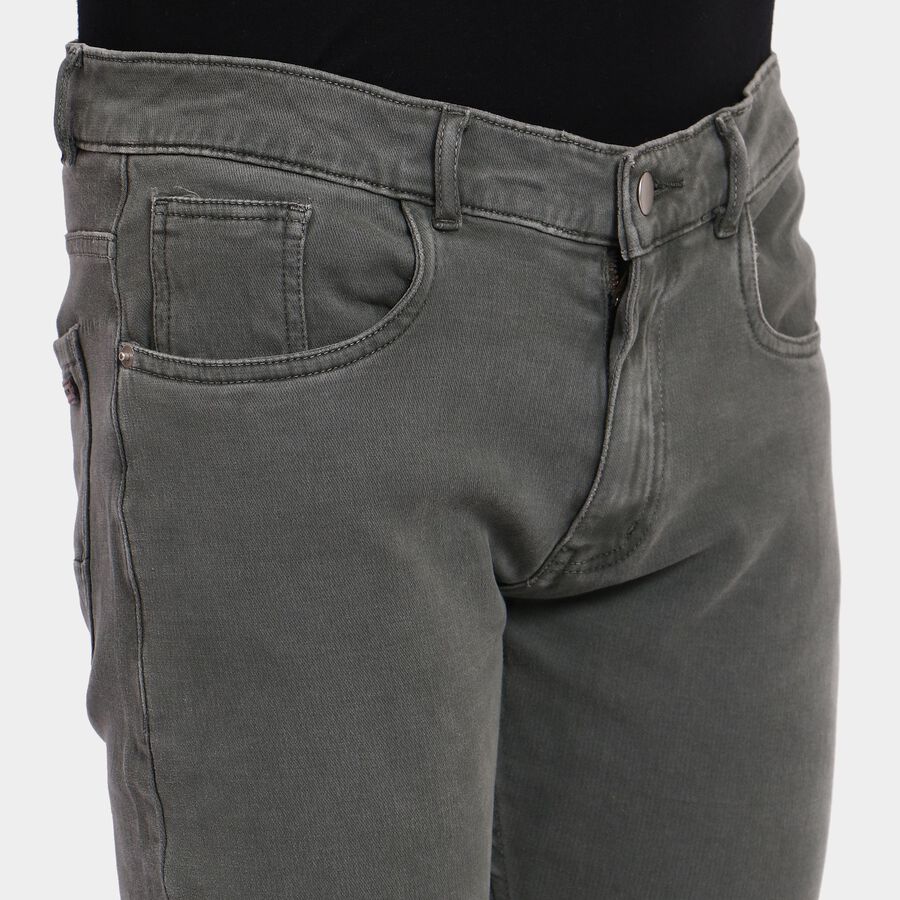 Men's Slim Fit Casual Trousers, ओलिव, large image number null