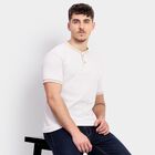 Men's Henley Half Sleeves T-Shirt , Beige, small image number null