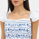 Women's Bright White Cotton Sleeveless Empire Dress, हल्का नीला, small image number null