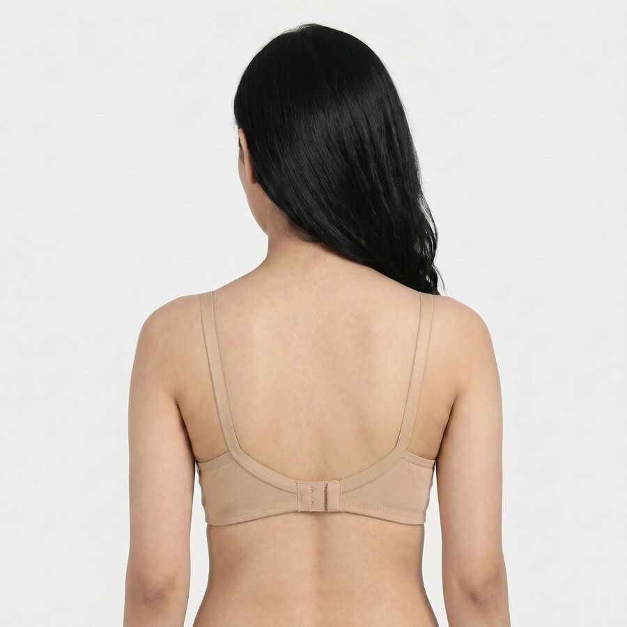 Women's Beige Cotton Blend Regular T-Shirt Bra, Beige, large