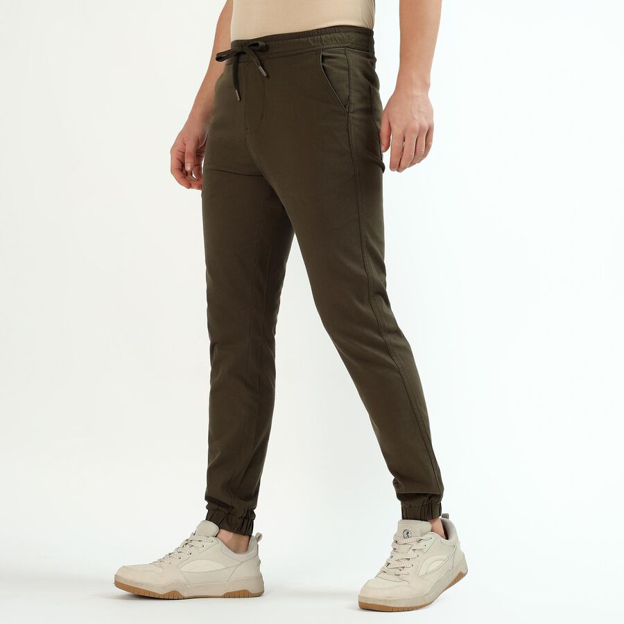 Men's Olive Green Slim Fit Jogger Trousers, Olive, large image number null