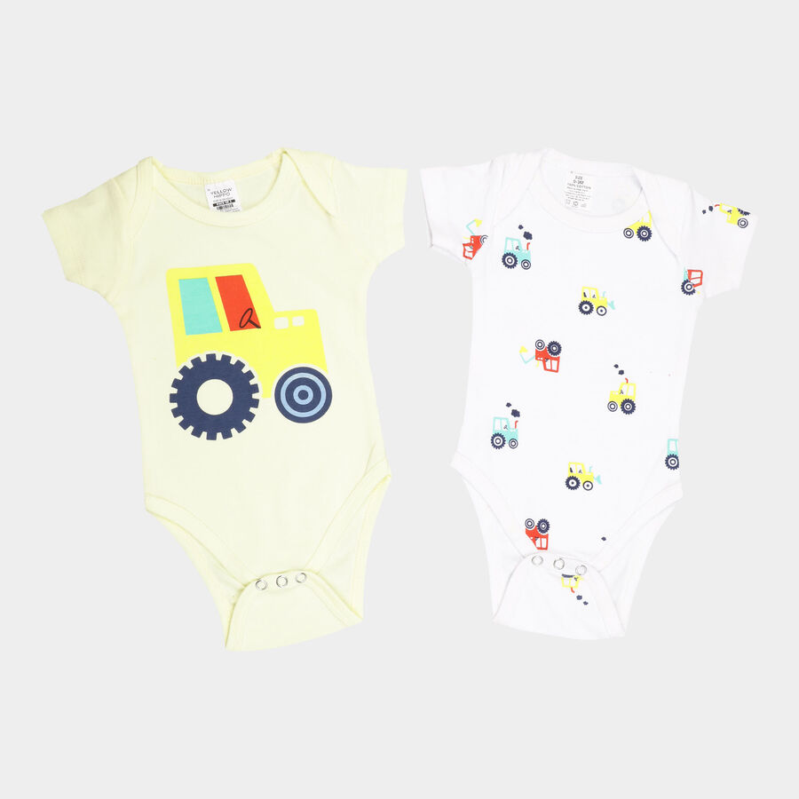 Infants Cotton Bodysuit, Yellow, large image number null