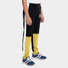 Boys' Black and Yellow Color-Blocked Cotton Blend Pyjama, Navy Blue, small image number null