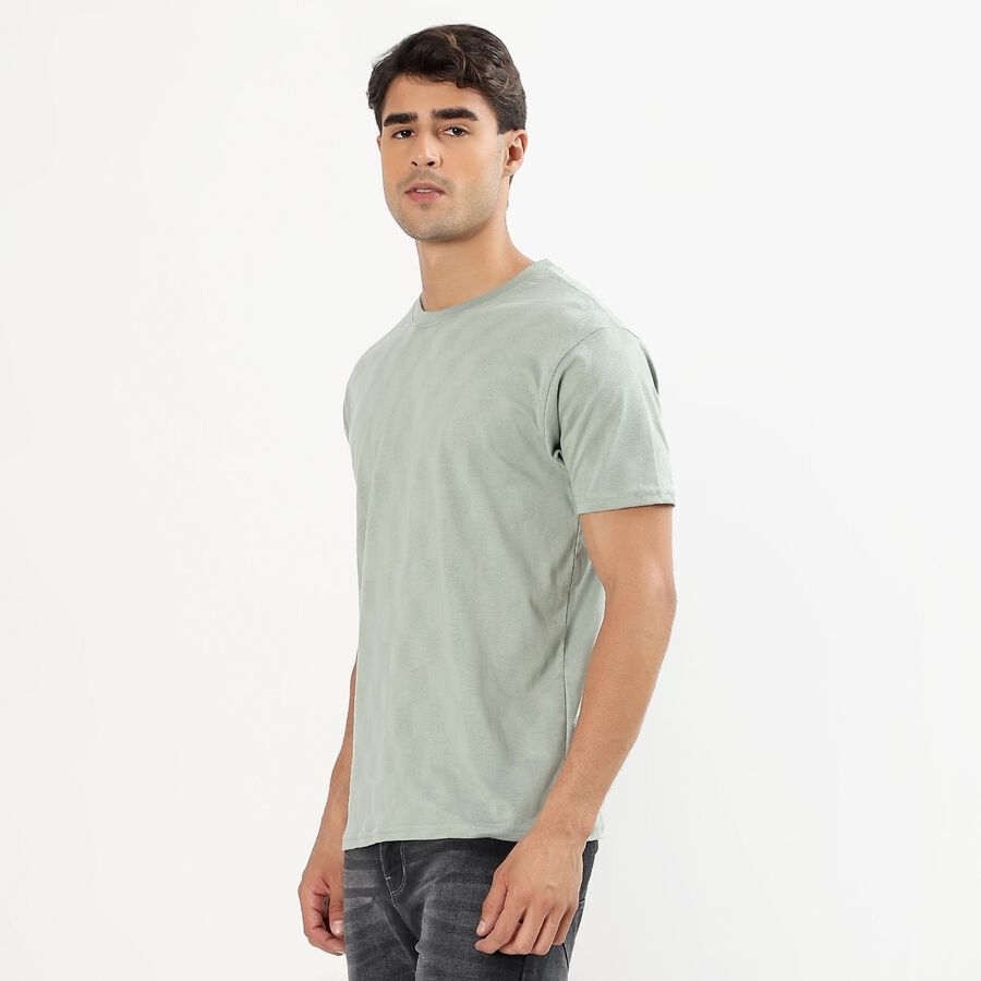 Men's Light Sage Green Round Neck Casual T-Shirt, Light Green, large image number null