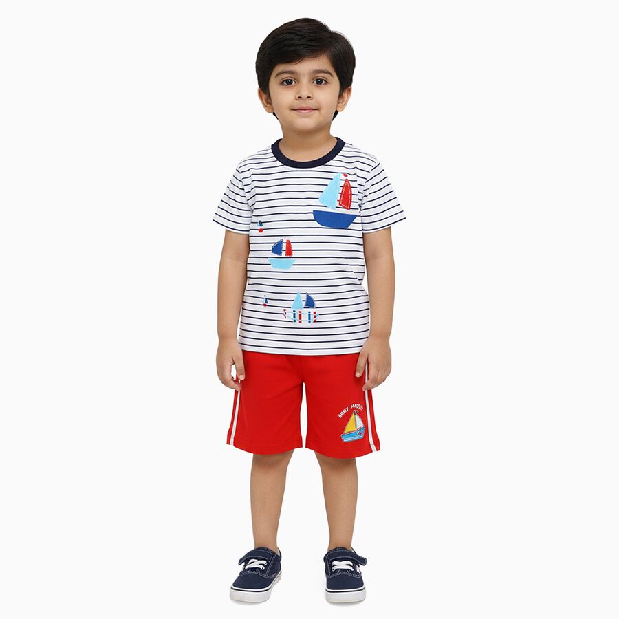 Boys' Knit Baba Suit, लाल, large image number null