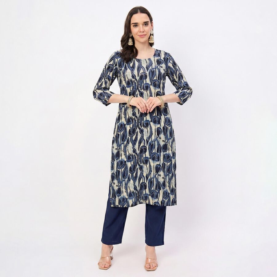 Ladies' Kurta, गहरा नीला, large