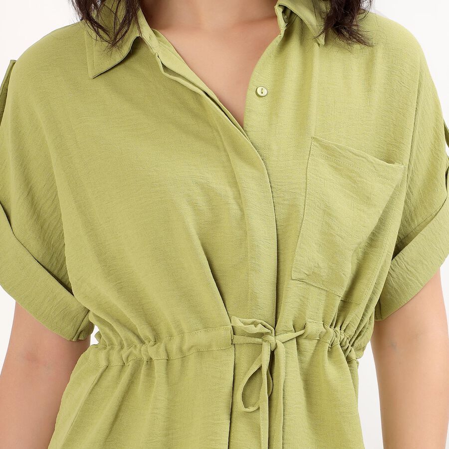 Women's Light Sage Green Rolled Up Classic Casual Shirt, Light Green, large
