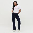 Women's Bright Snow White Cotton Round Neck Casual Crop Top, White, small